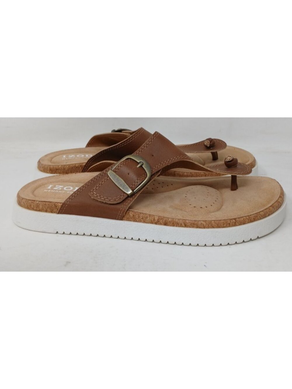 Izod Mens 7M Brown Memory Foam Sandals Adj Buckles Size 7M Casual Chanry #7-7 - Picture 8 of 11